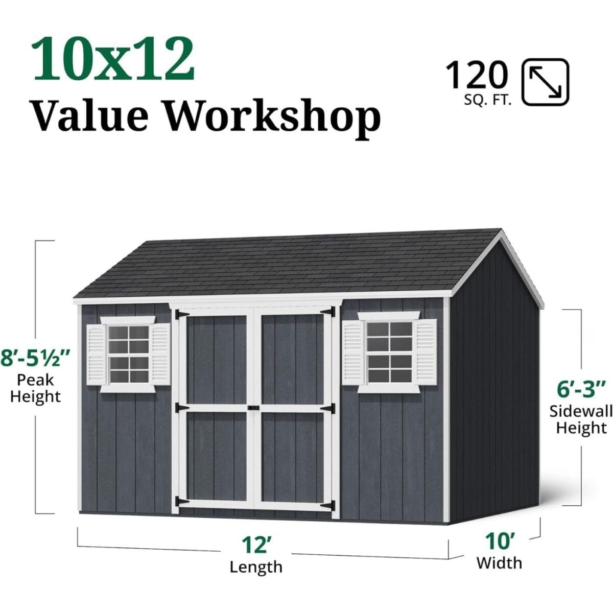Little Cottage Co. Value Workshop Outdoor Storage Shed 3m x 3.7m
